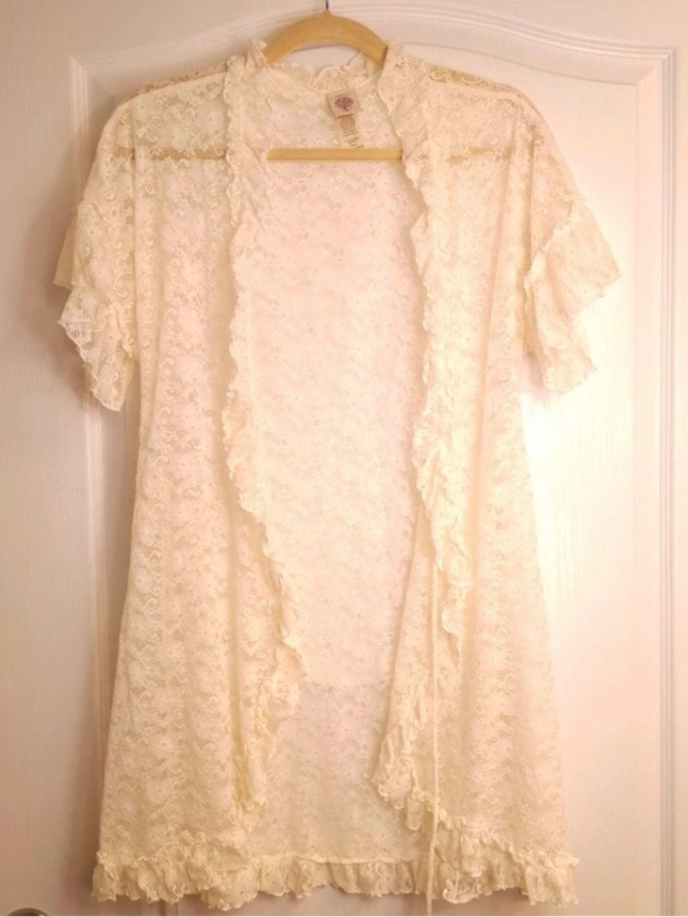 In Bloom White Cream Lace Bridal Robe
